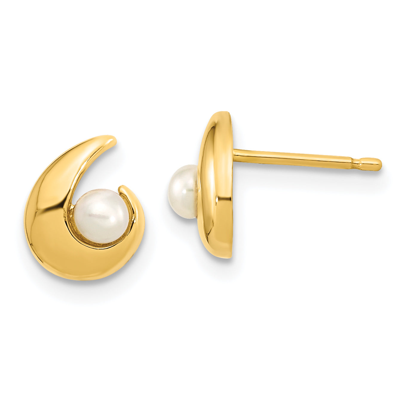 14K Madi K Polished 3.5mm Freshwater Cultured Pearl Post Earrings