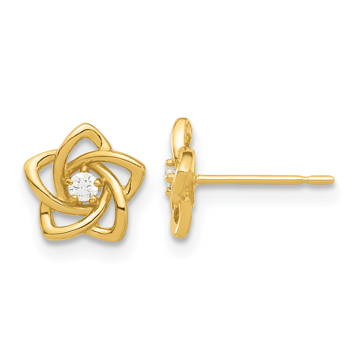 14k Madi K Polished CZ Flower Post Earrings