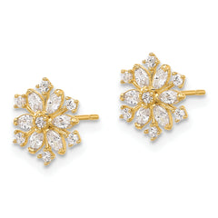 14k Madi K Polished CZ Snowflake Post Earrings