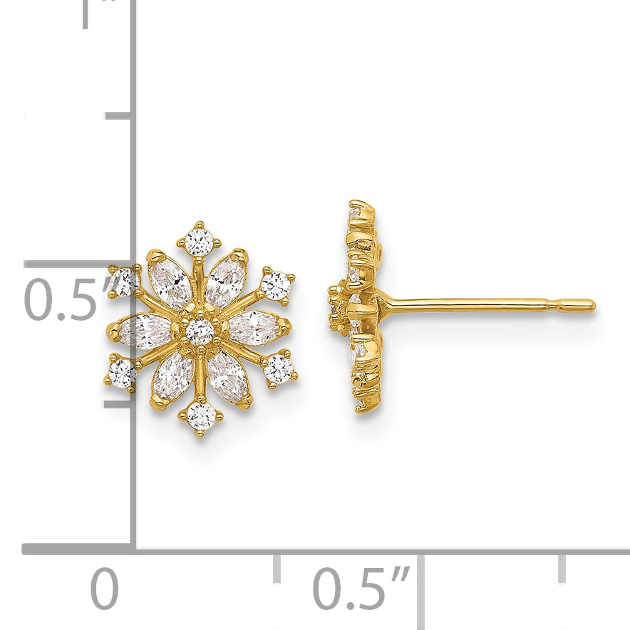 14k Madi K Polished CZ Snowflake Post Earrings