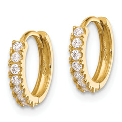 14k Madi K Polished CZ 2mm Hinged Huggie Hoop Earrings