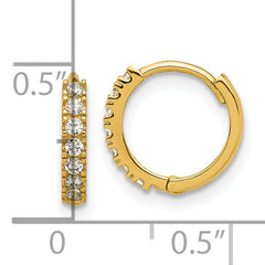 14k Madi K Polished CZ 2mm Hinged Huggie Hoop Earrings