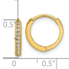 14k Madi K Polished CZ 2mm Hinged Huggie Hoop Earrings