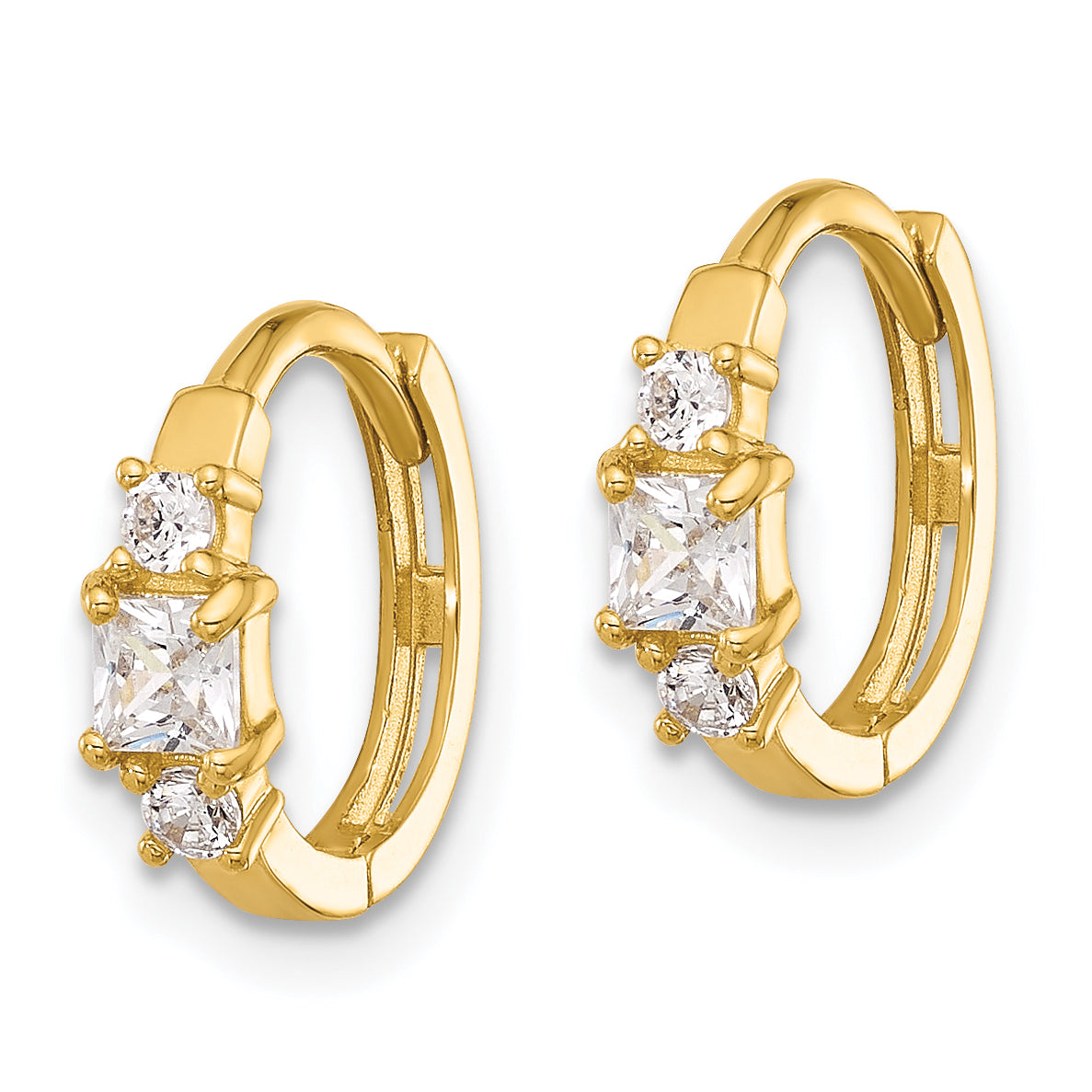 14k Madi K Polished CZ Hinged Huggie Hoop Earrings