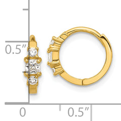 14k Madi K Polished CZ Hinged Huggie Hoop Earrings