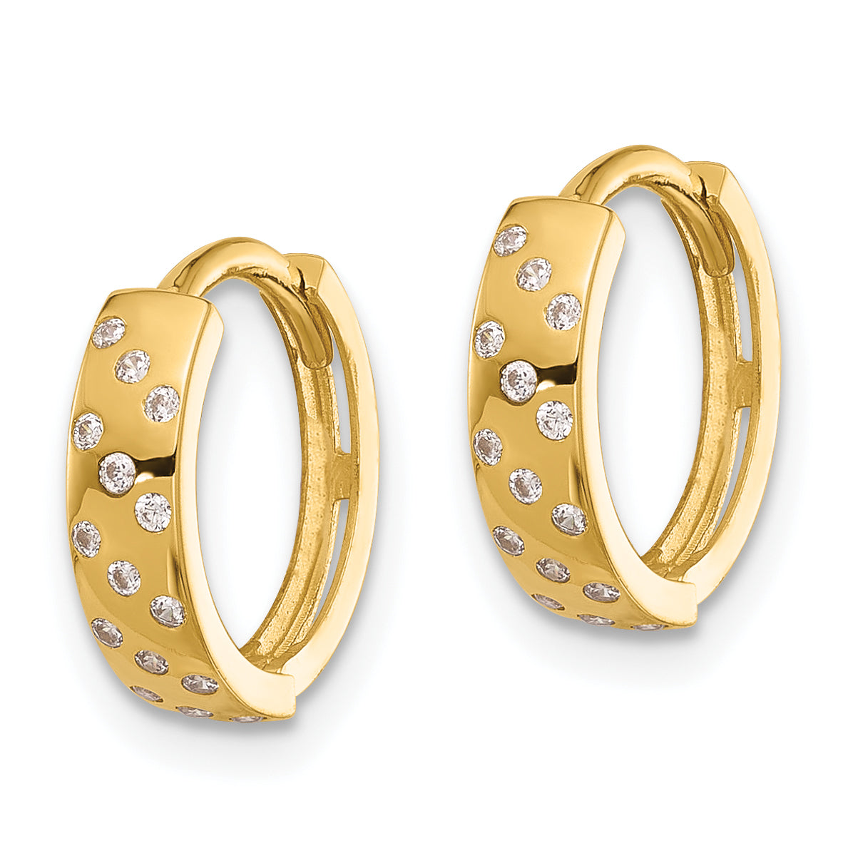 14k Madi K Polished CZ Hinged Huggie Hoop Earrings