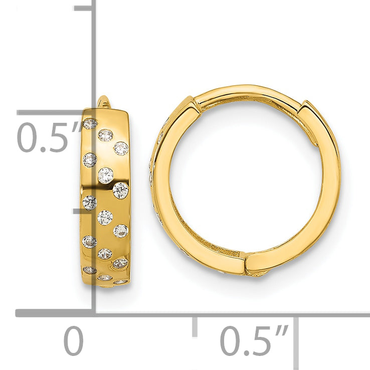 14k Madi K Polished CZ Hinged Huggie Hoop Earrings