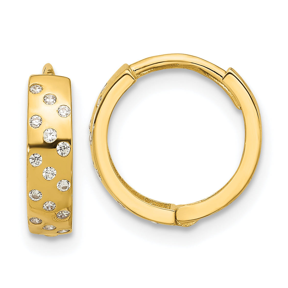 14k Madi K Polished CZ Hinged Huggie Hoop Earrings