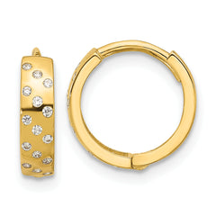 14k Madi K Polished CZ Hinged Huggie Hoop Earrings