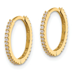 14k Madi K Polished CZ 1.25mm Hinged Huggie Hoop Earrings