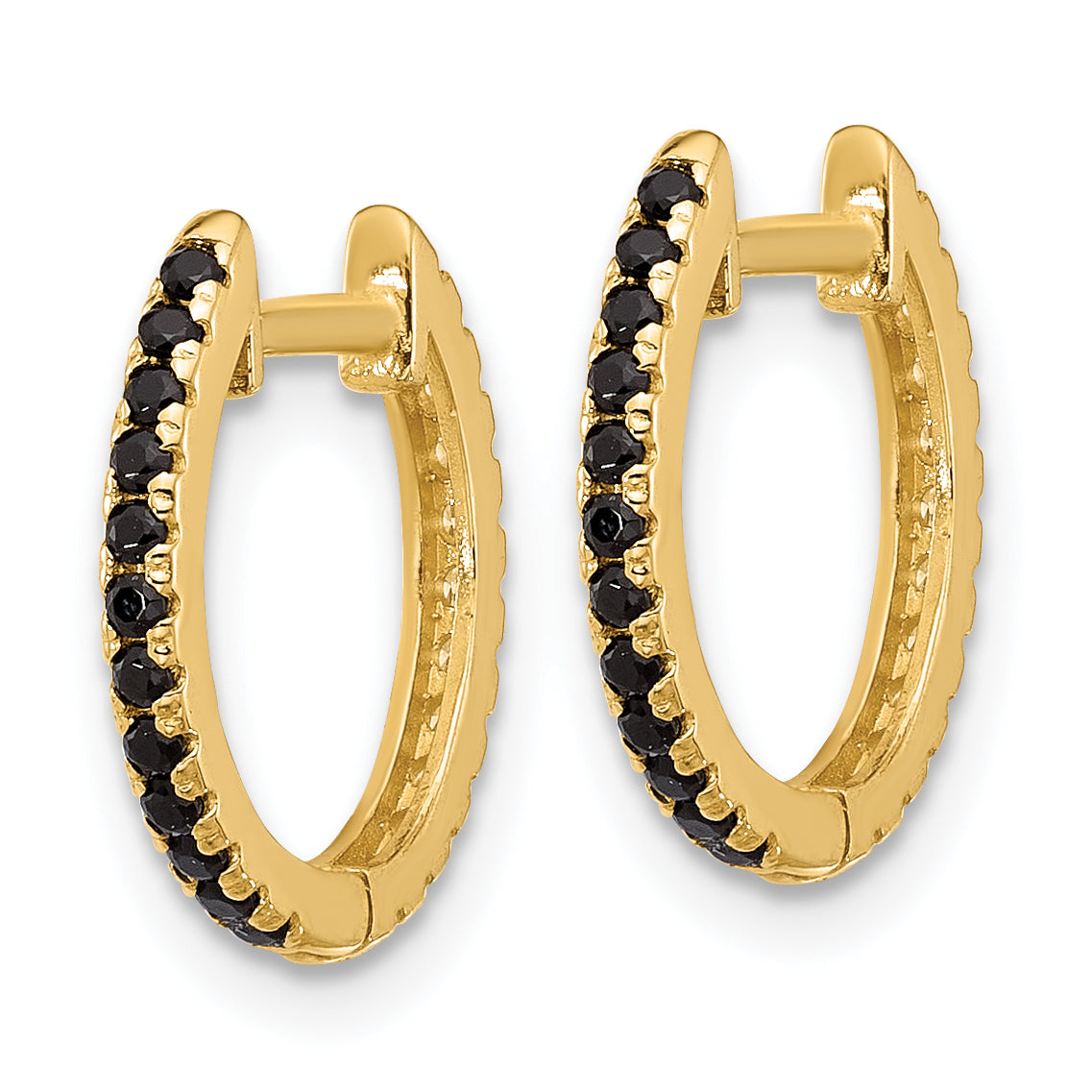 14k Madi K Black and White CZ Reversible Hinged Huggie Hoop Earrings