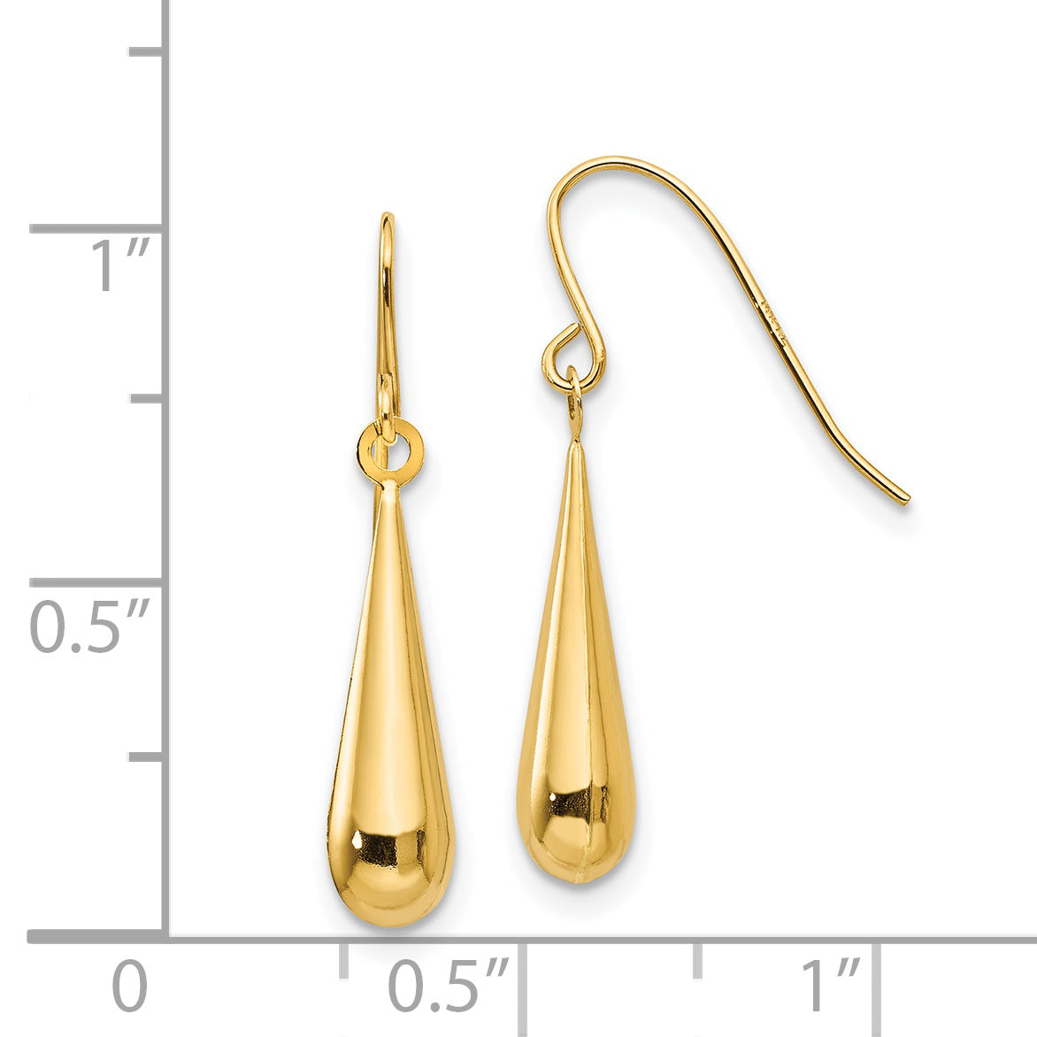 14K Gold Polished Teardrop Dangle Earrings for Women by Sophia Jewelers