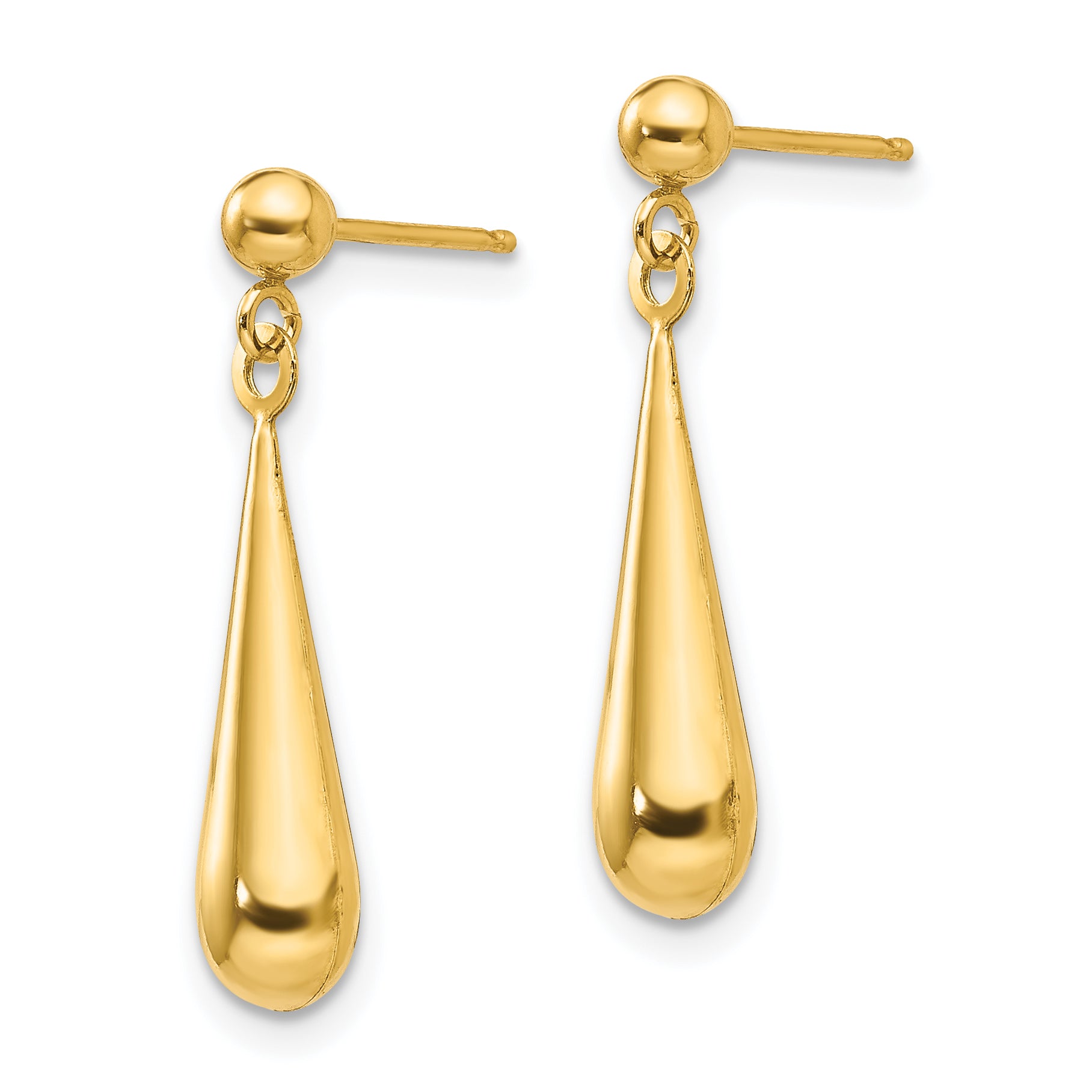 14K Gold Polished Teardrop Dangle Earrings for Women by Sophia