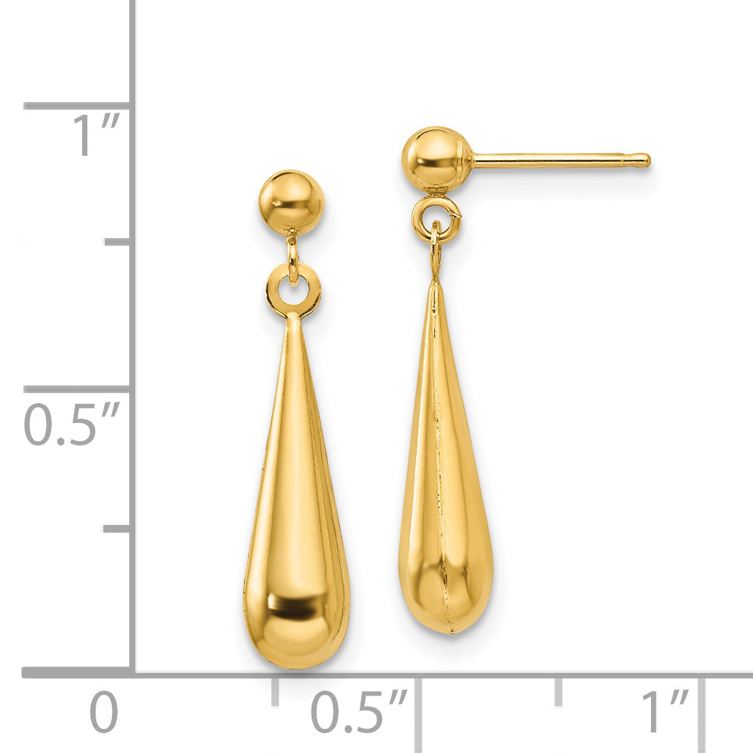 14K Gold Polished Teardrop Dangle Earrings for Women by Sophia