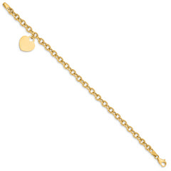 14K Heart Charm Hollow Bracelet