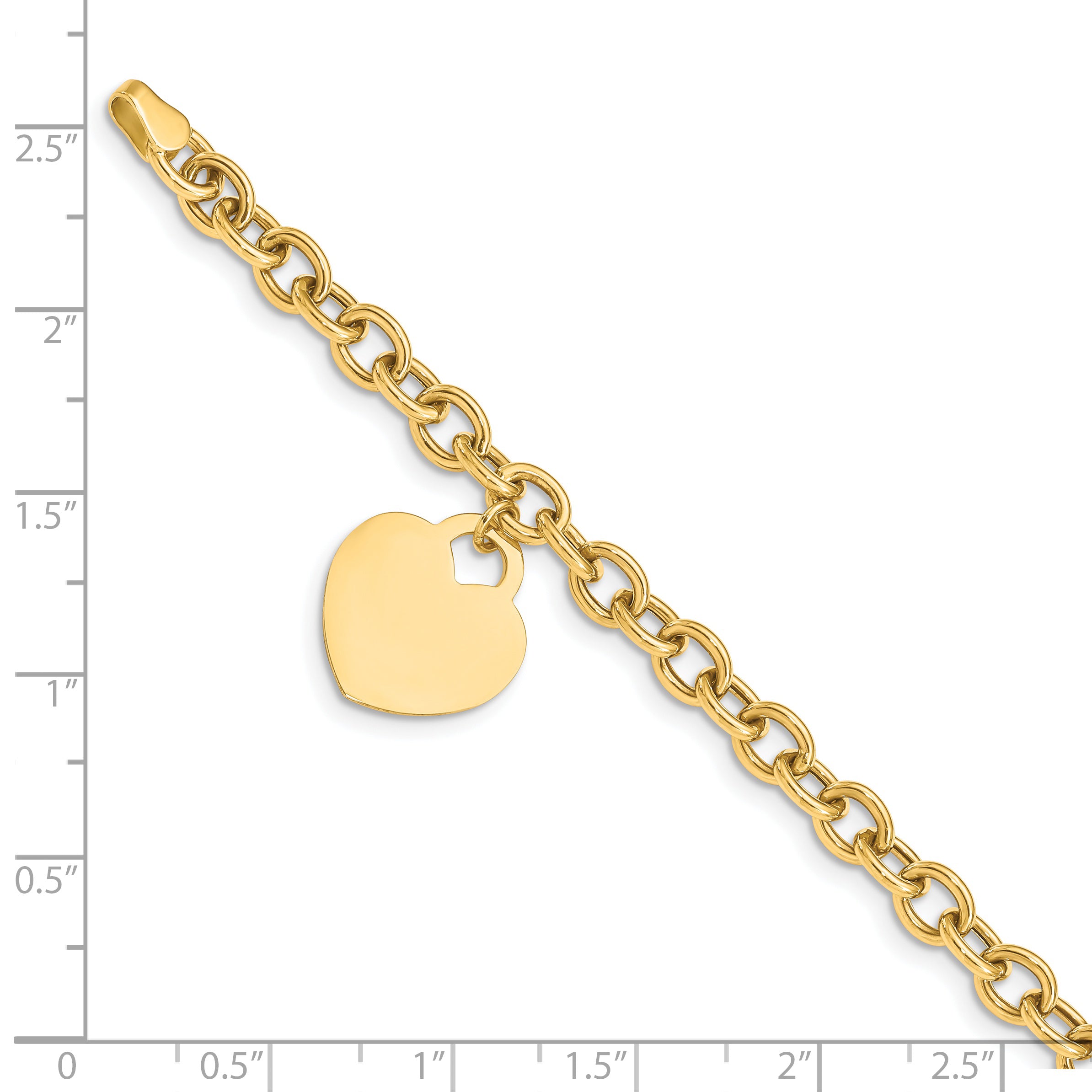 14K Heart Charm Hollow Bracelet