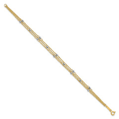 14K Two-Tone Triple Strand Bracelet