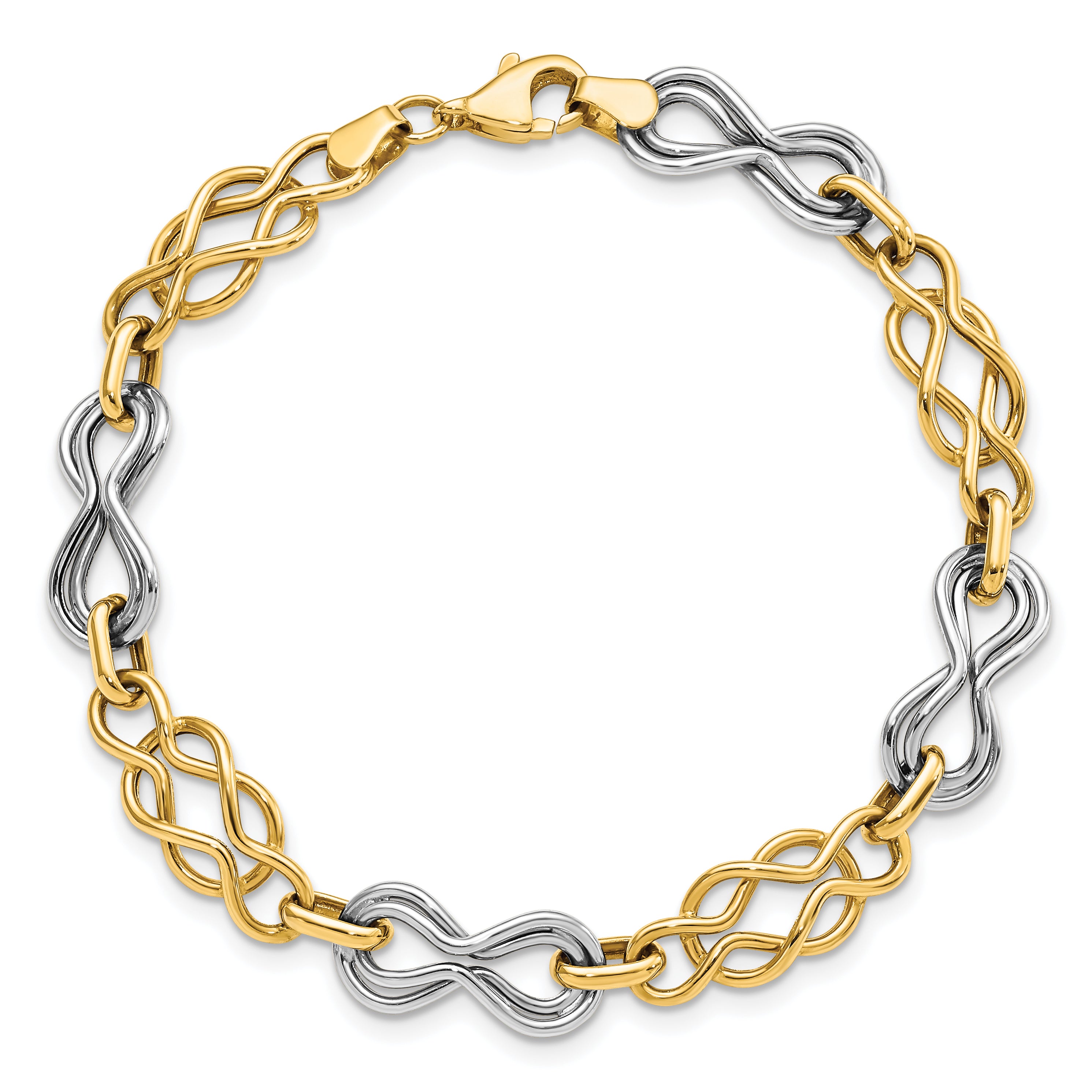 14K Two-tone Infinity Hollow Bracelet