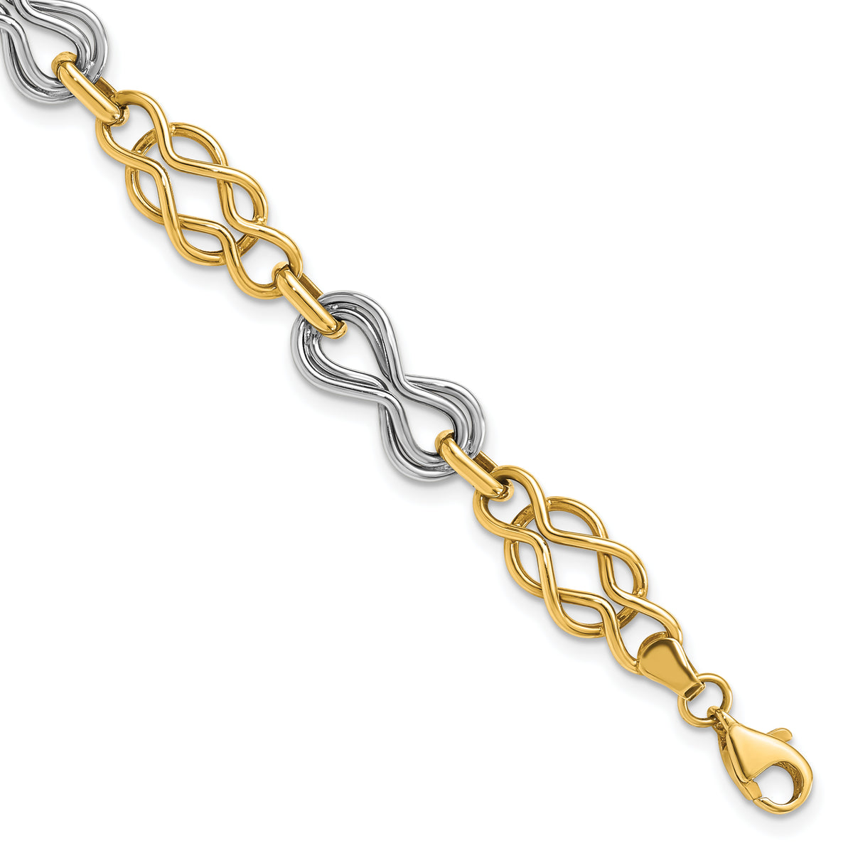 14K Two-tone Infinity Hollow Bracelet