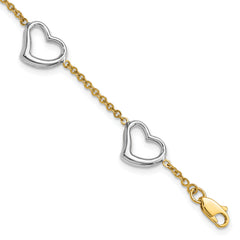 14K Two-tone Heart Bracelet