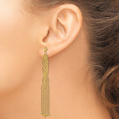 14K Gold Beaded Drop Earrings with Polished Finish for Women