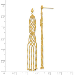 14K Gold Beaded Drop Earrings with Polished Finish for Women