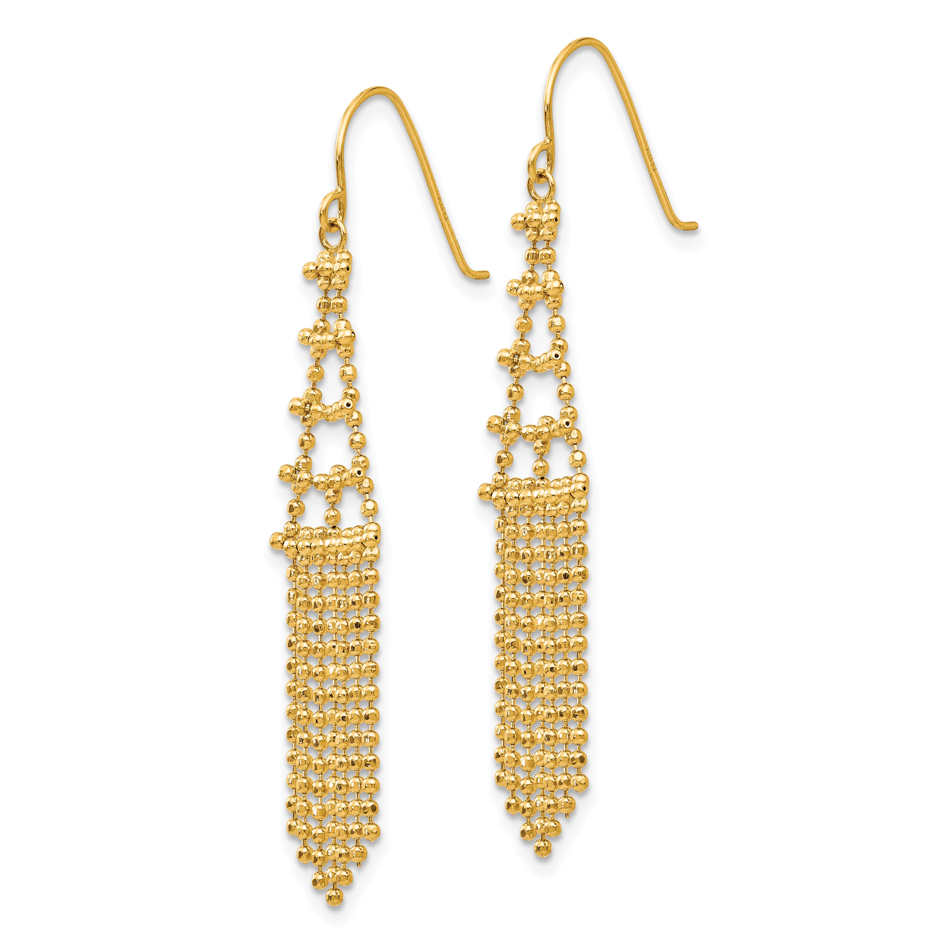 Sophia Jewelers 14K Gold Beaded Dangle Earrings with Polished Finish