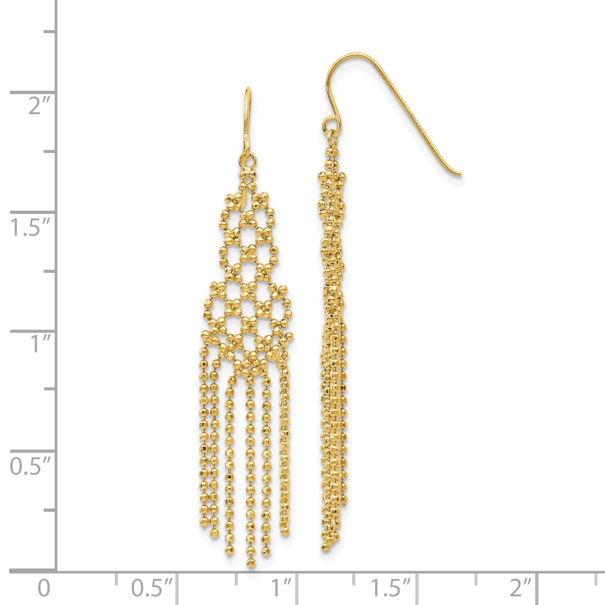 14K Gold Bead Chain Earrings with Polished Finish Elegant Style