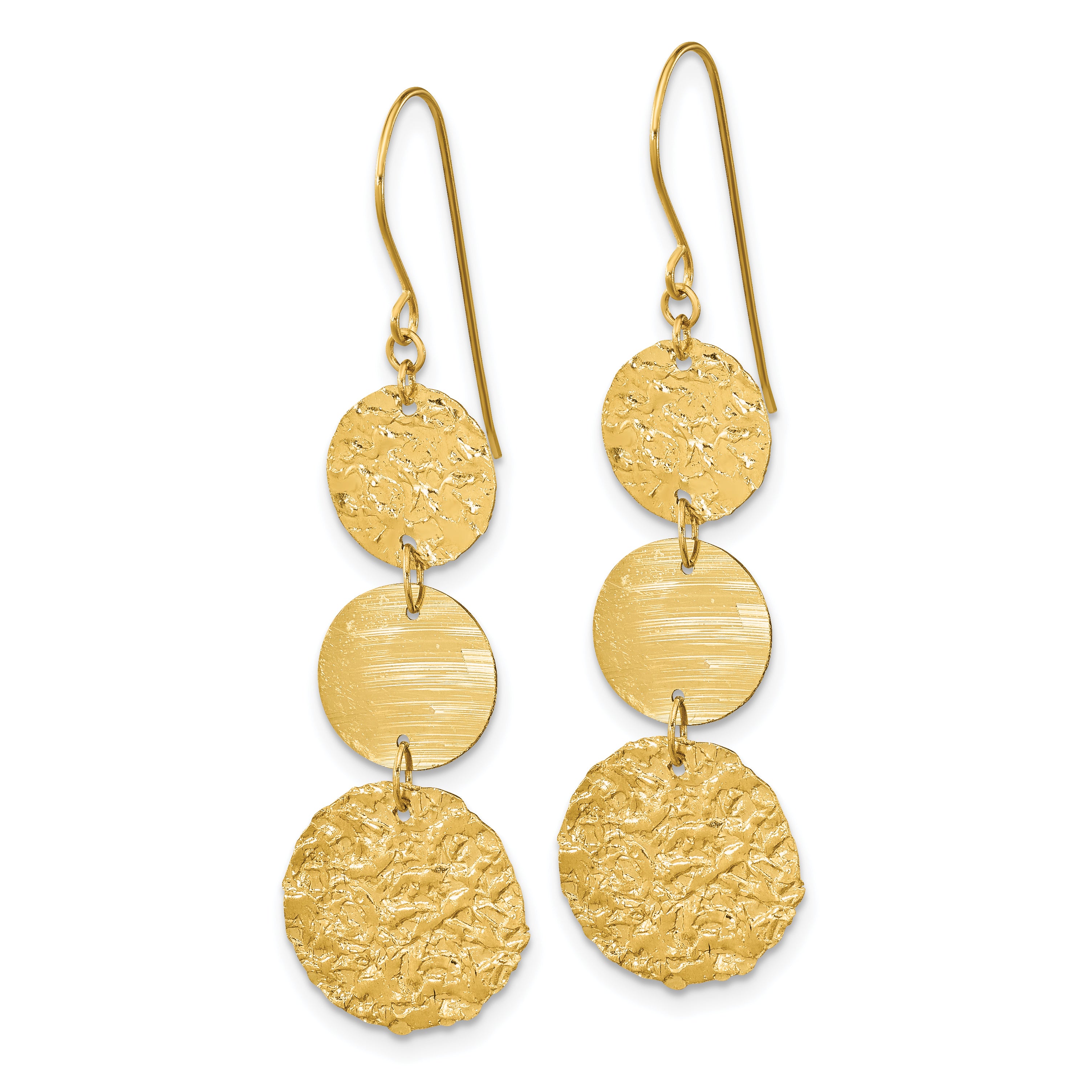 14K Gold Women's Solid Circle Drop Dangle Earrings with Elegant French Wire