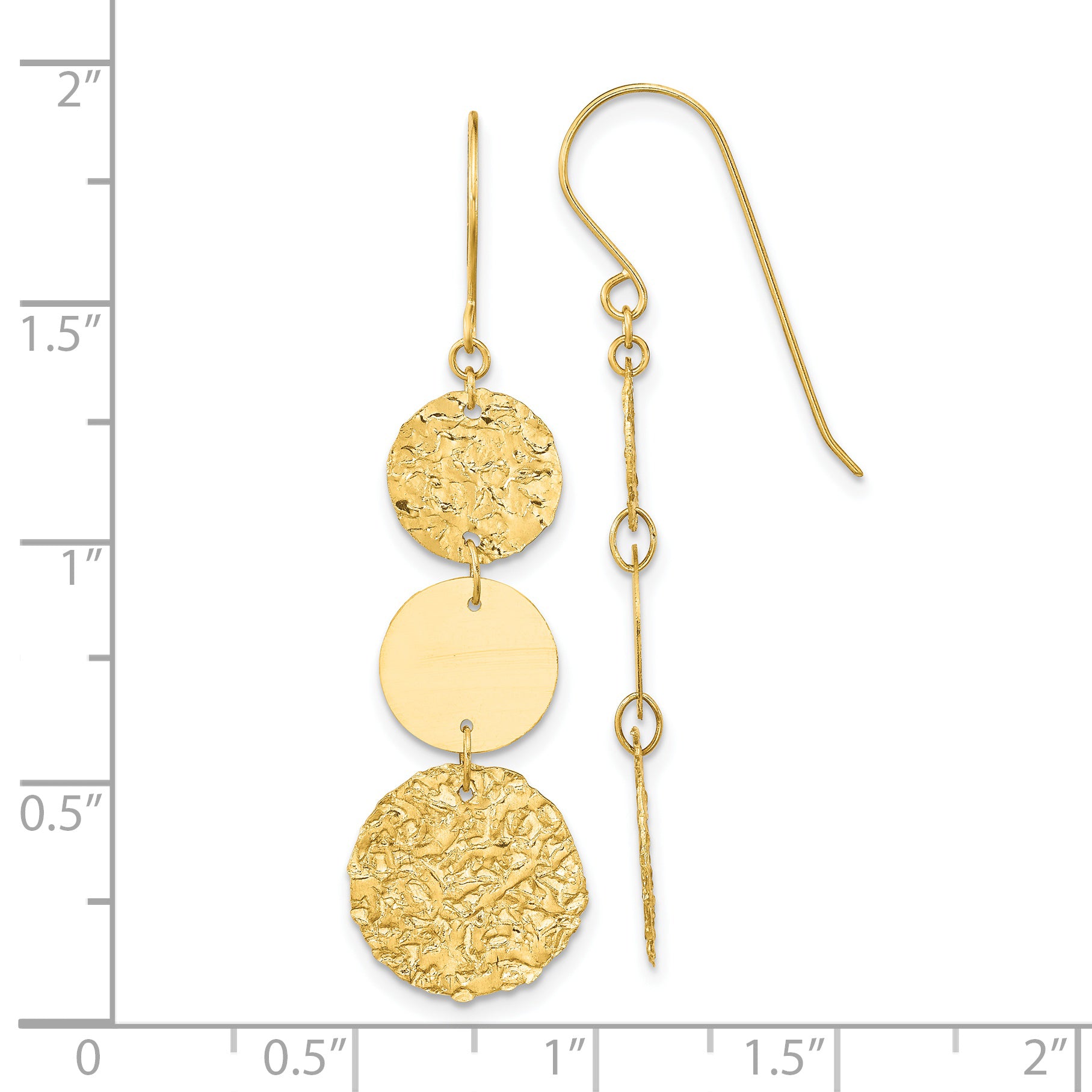 14K Gold Women's Solid Circle Drop Dangle Earrings with Elegant French Wire