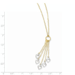 14K Two-Tone Adjustable Heart Drop Necklace