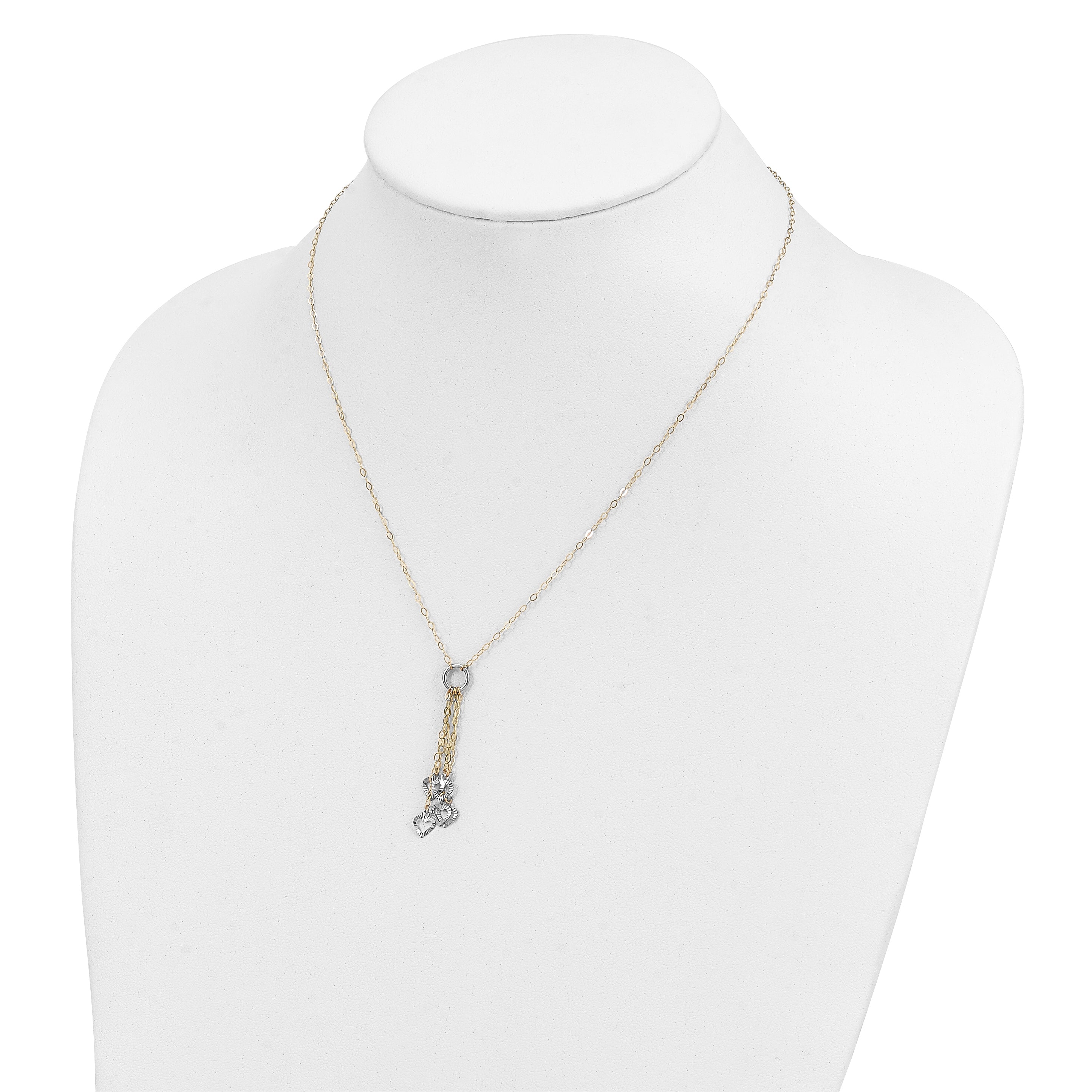 14K Two-Tone Adjustable Heart Drop Necklace