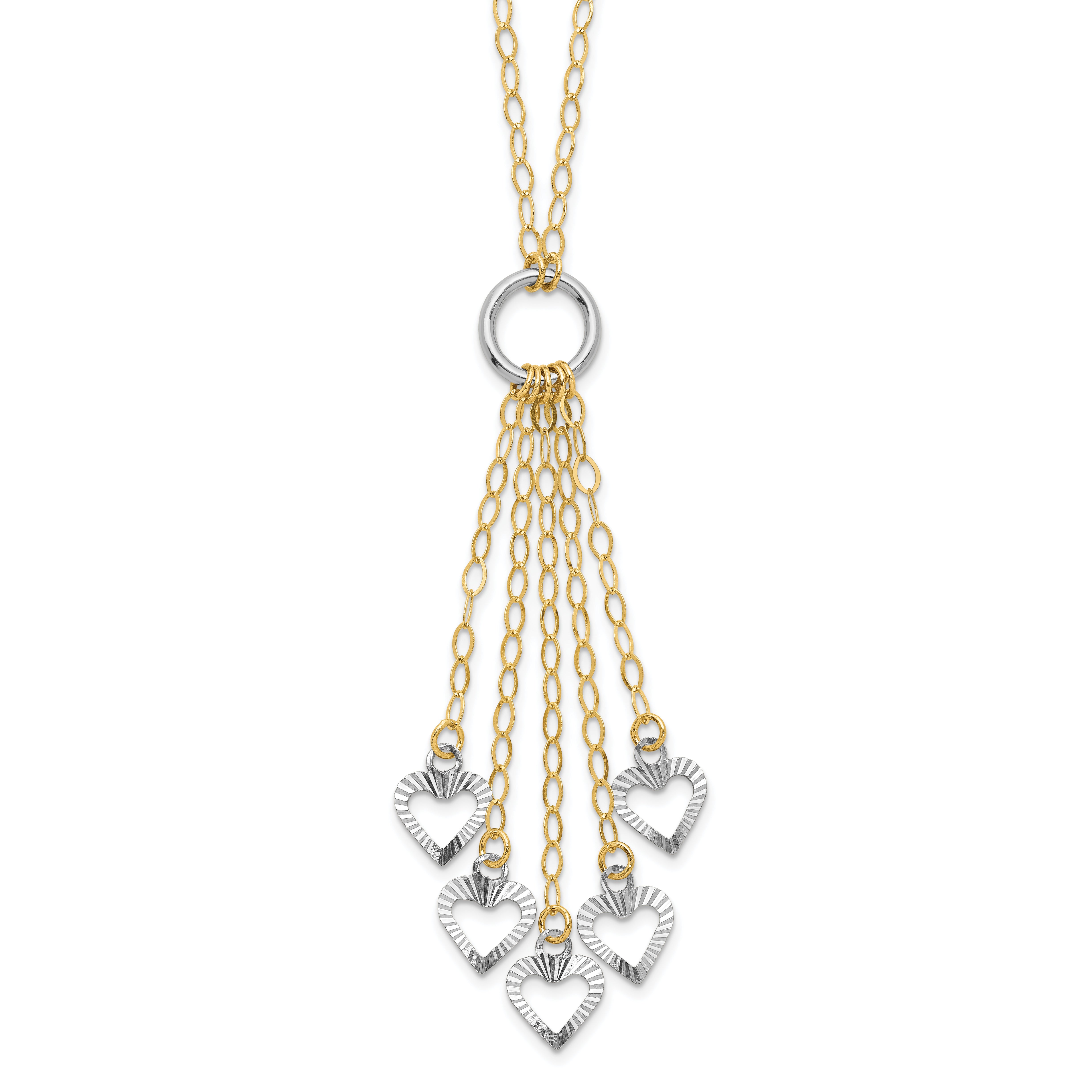 14K Two-Tone Adjustable Heart Drop Necklace