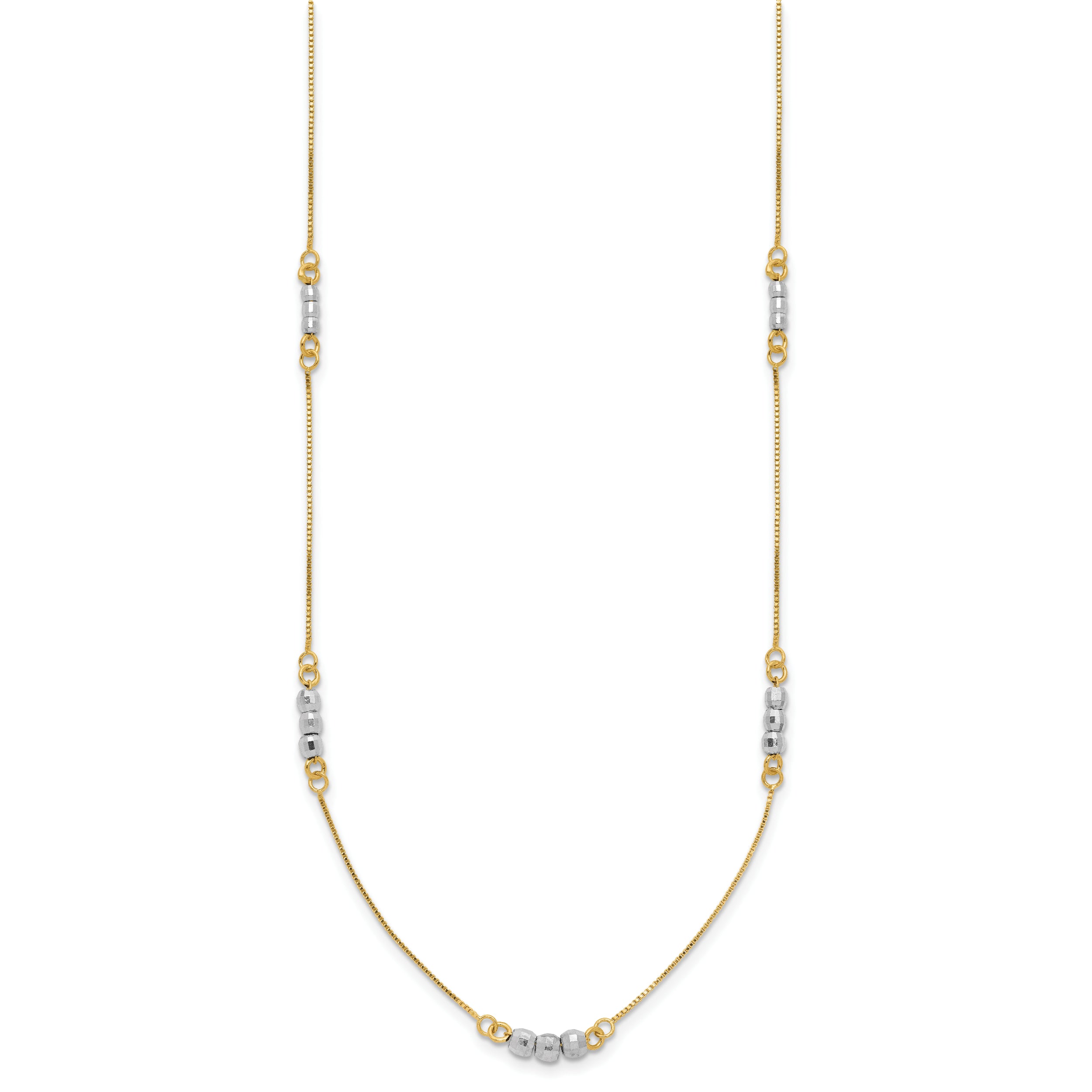 14K Two-Tone Mirror Beaded Necklace