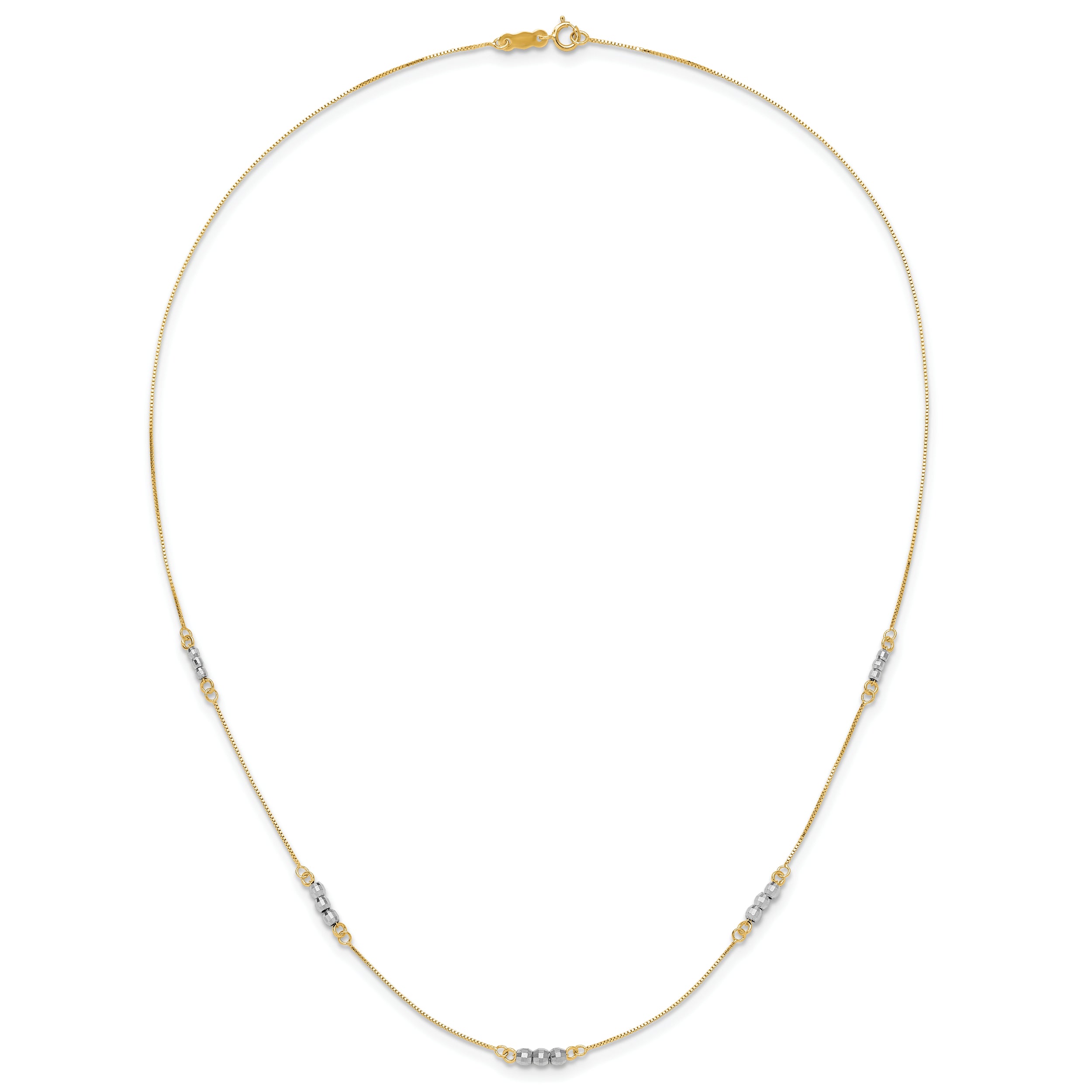 14K Two-Tone Mirror Beaded Necklace