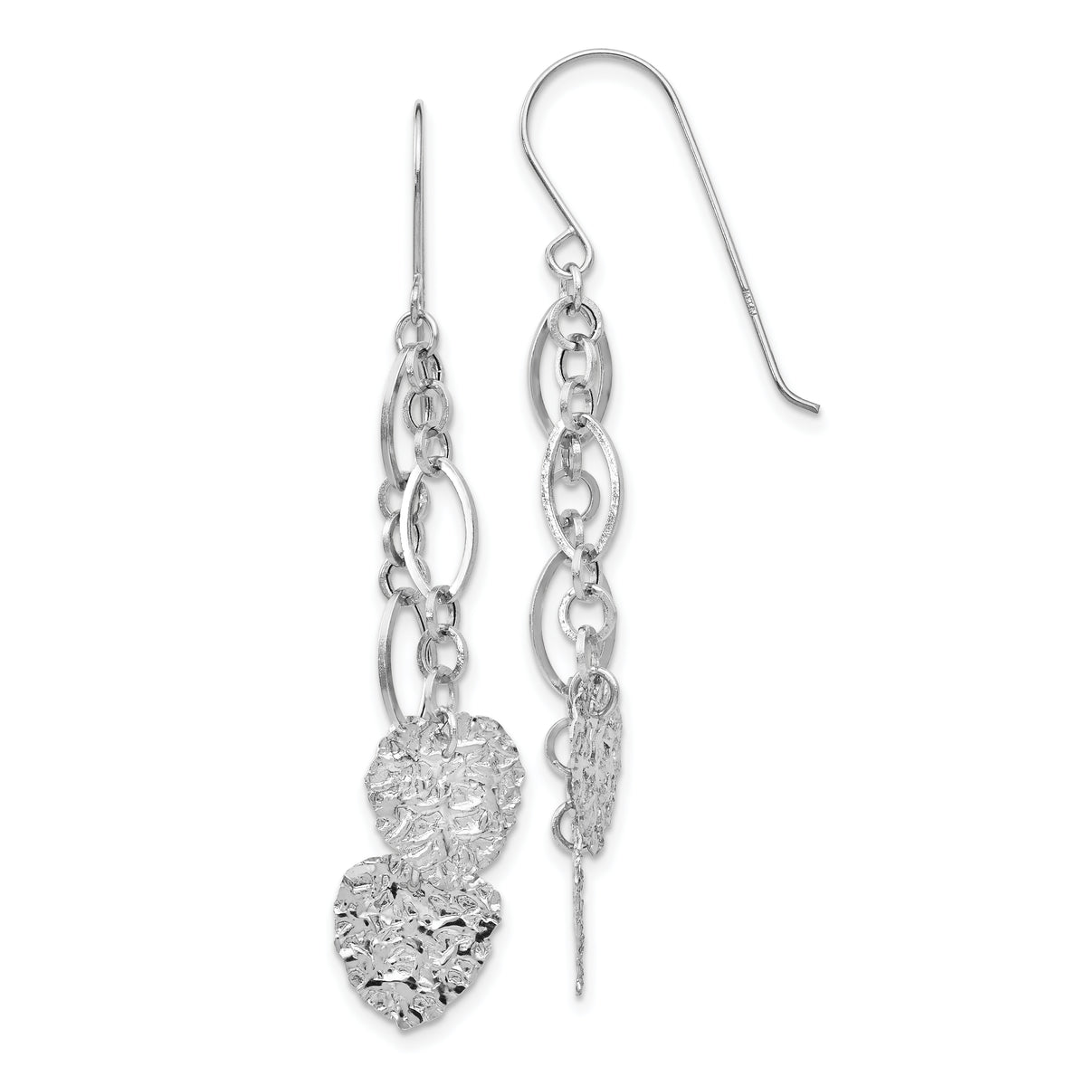 14K WG Dangle Heart Earrings