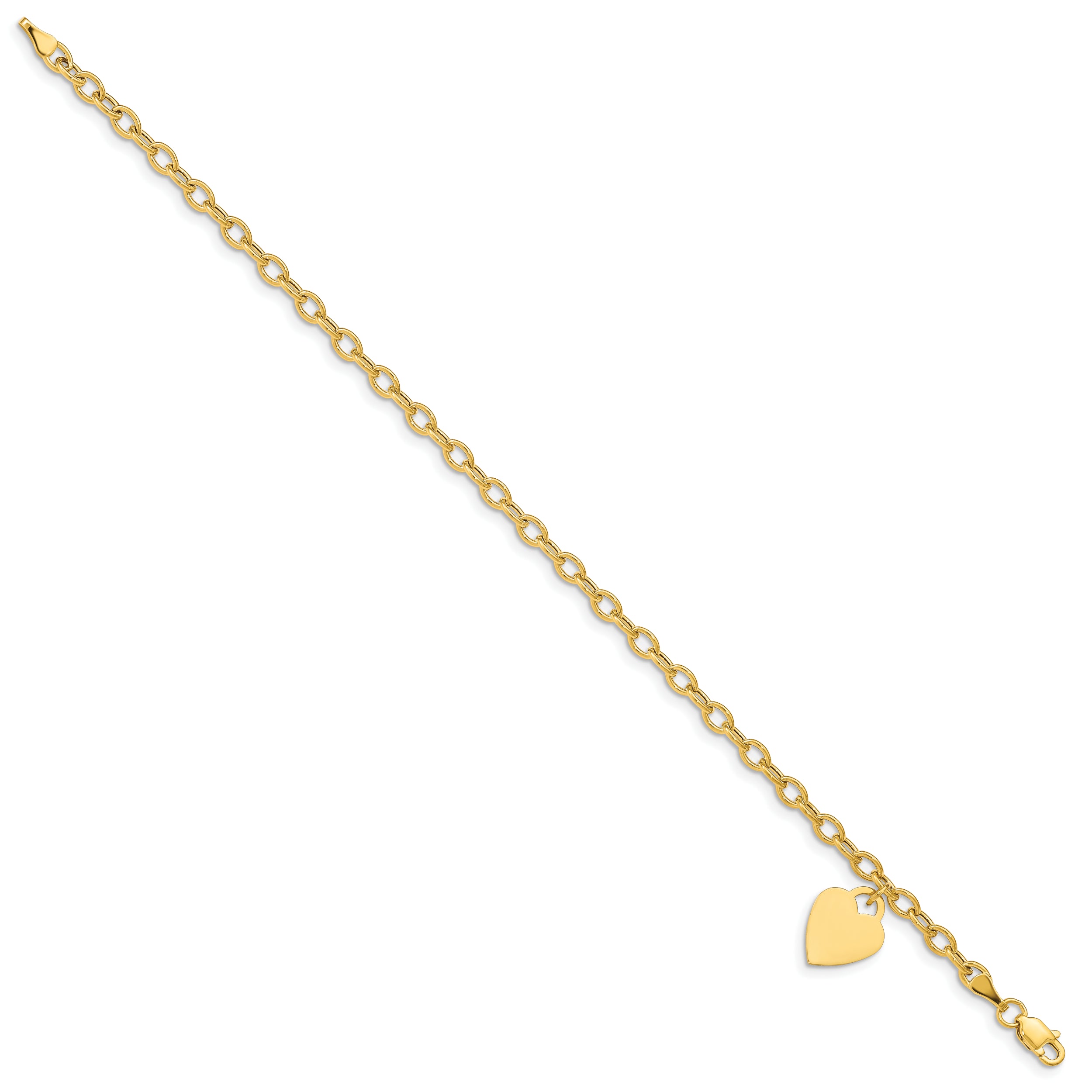 14k Dangle Heart Bracelet