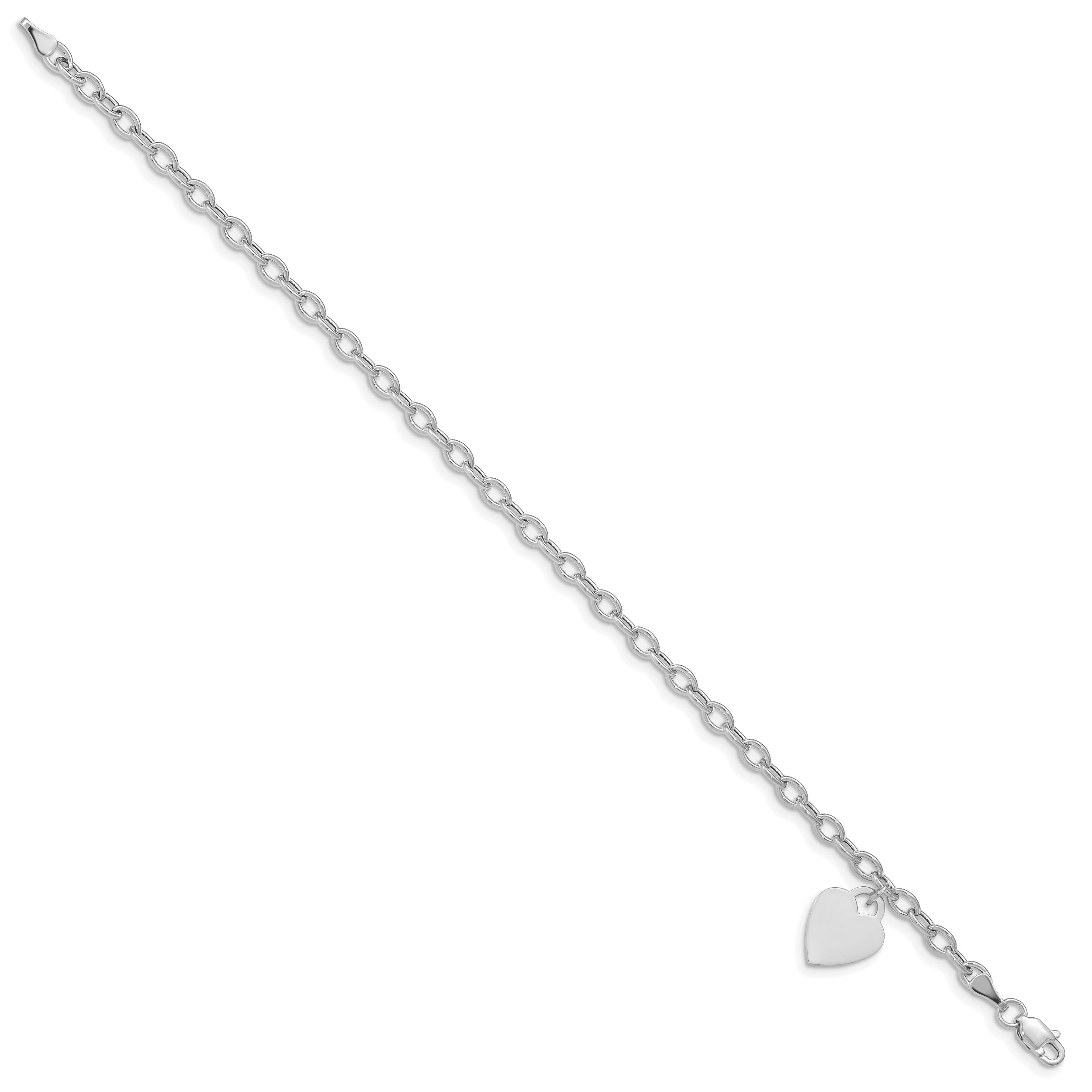 14k White Gold Dangle Heart Bracelet