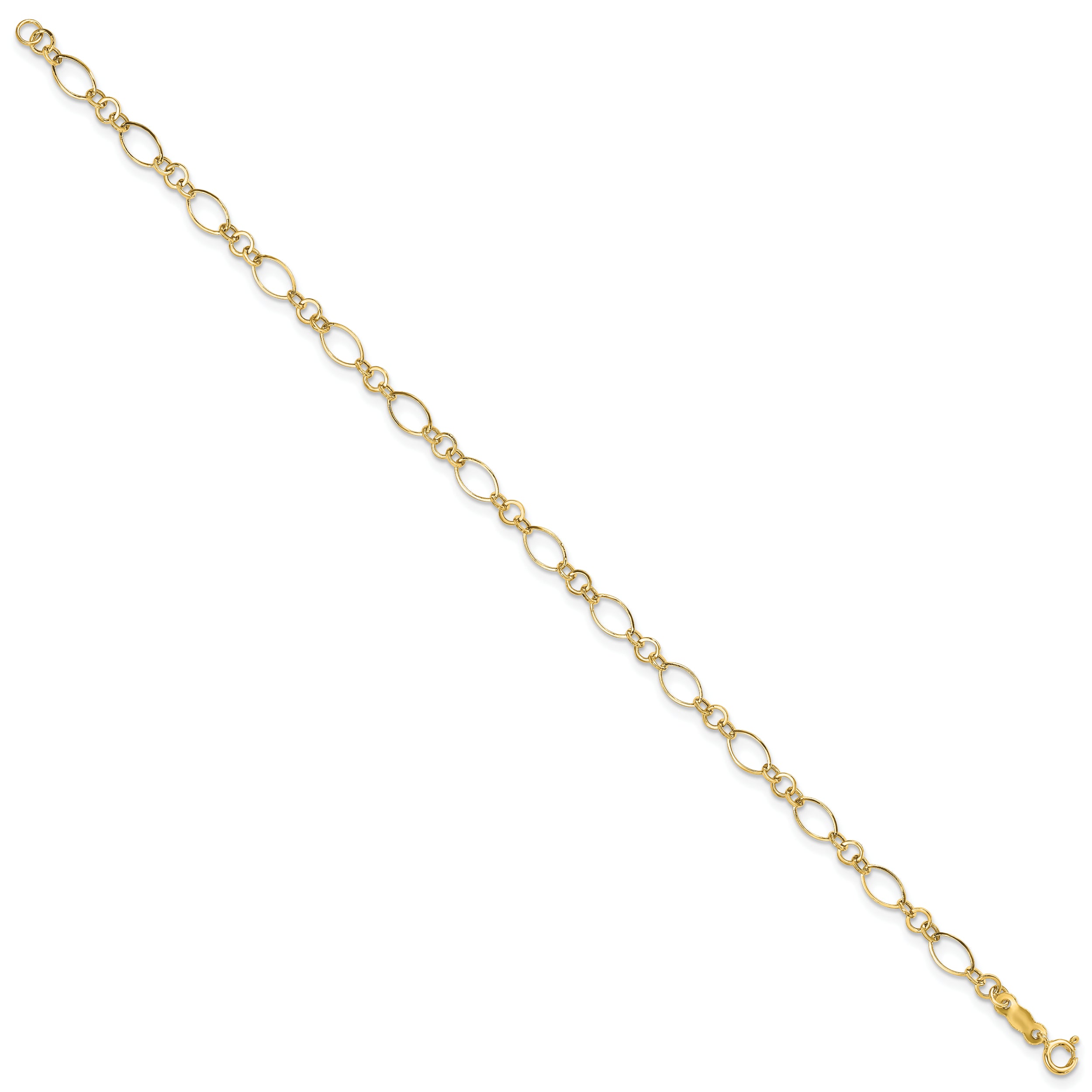 14k Yellow Gold 7.25in Polished Fancy Link Bracelet