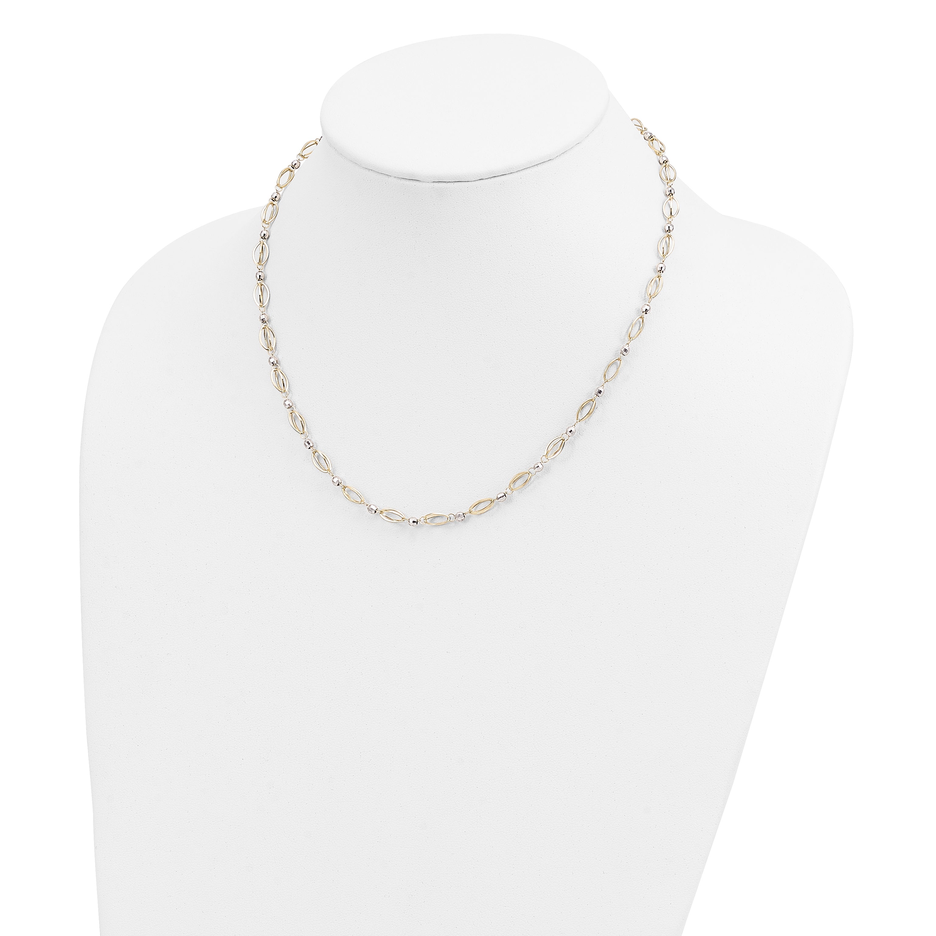 14K Two-Tone Fancy Mirror Bead Necklace