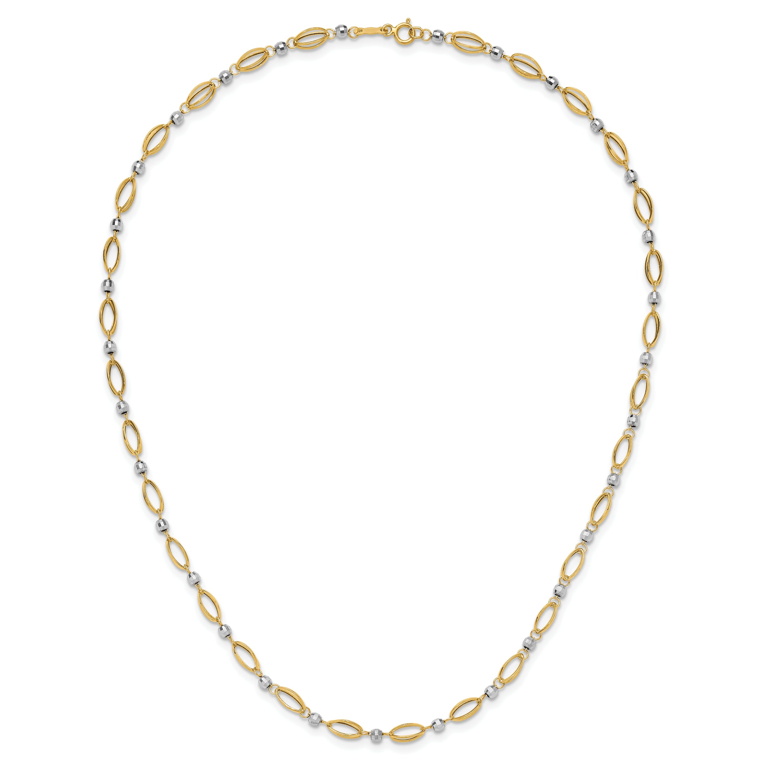 14K Two-Tone Fancy Mirror Bead Necklace