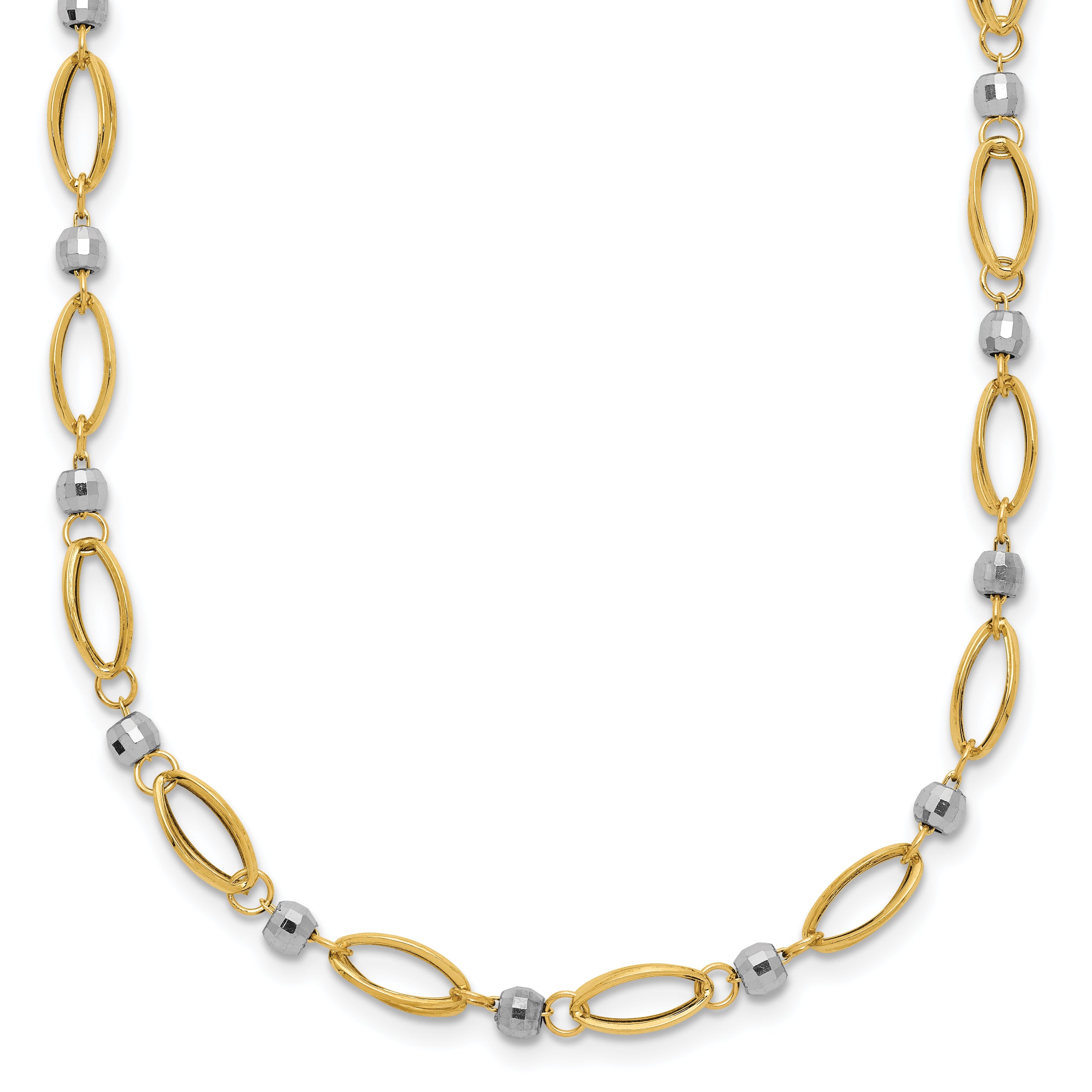 14K Two-Tone Fancy Mirror Bead Necklace