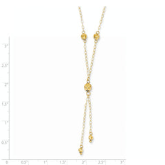 14K Yellow Gold Bead Lariat with 2in ext Necklace