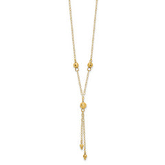 14k Yellow Gold Bead Lariat with 2in ext Necklace