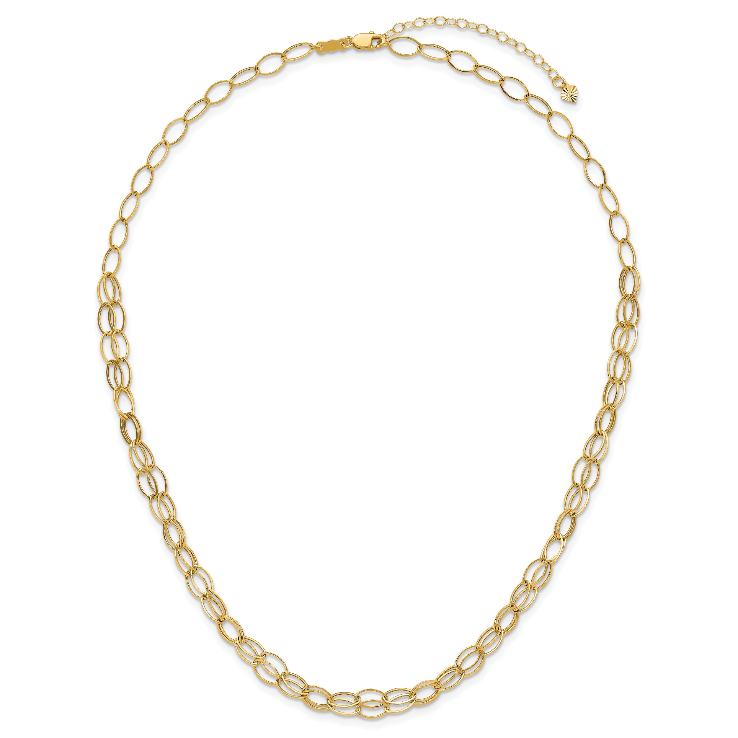 14K Double Strand Oval Links w/ 2in Ext Necklace