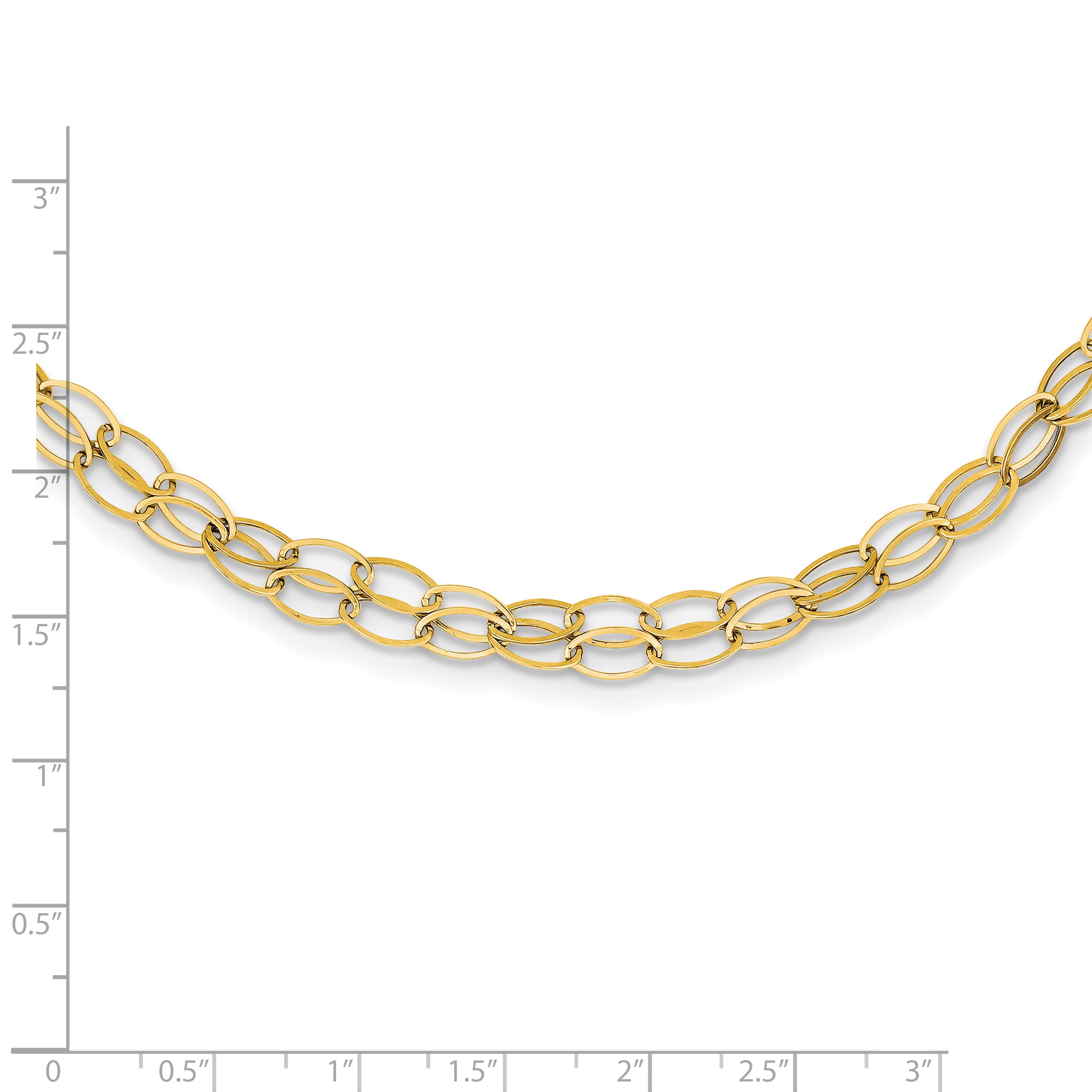 14K Double Strand Oval Links w/ 2in Ext Necklace