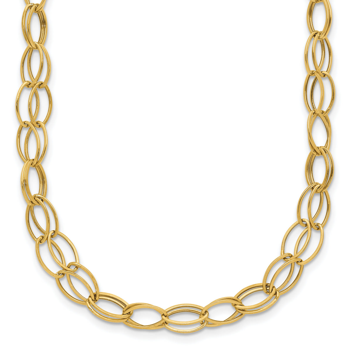 14K Double Strand Oval Links w/ 2in Ext Necklace