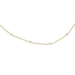 14K Two-Tone Gold Beaded Necklace with Mirror Finish and Extender