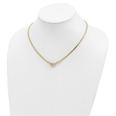 14K Gold Fancy Franco Diamond Cut Puff Heart 2in Ext Necklace