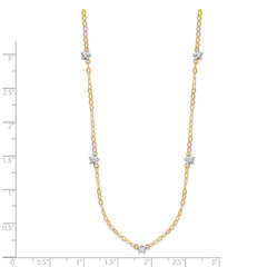 14K Two-tone Oval Chain Diamond Cut Stars w/ 2in Ext Necklace